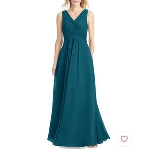 Azazie Flora v-neck sleeveless gown teal - 14